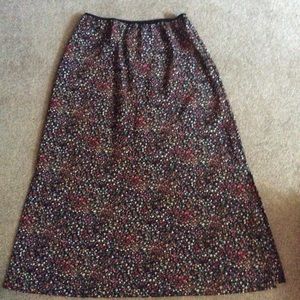 Vintage Blue Black Floral Skirt with side slits